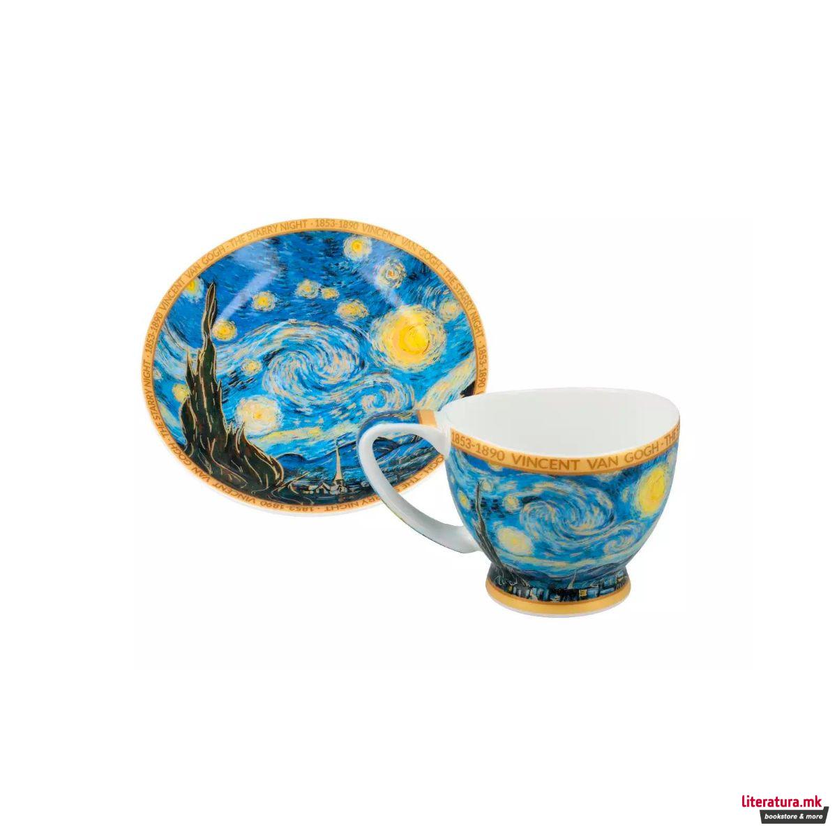 Шолја за еспресо Vanessa со тацна, Vincent Van Gogh - Starry Night 