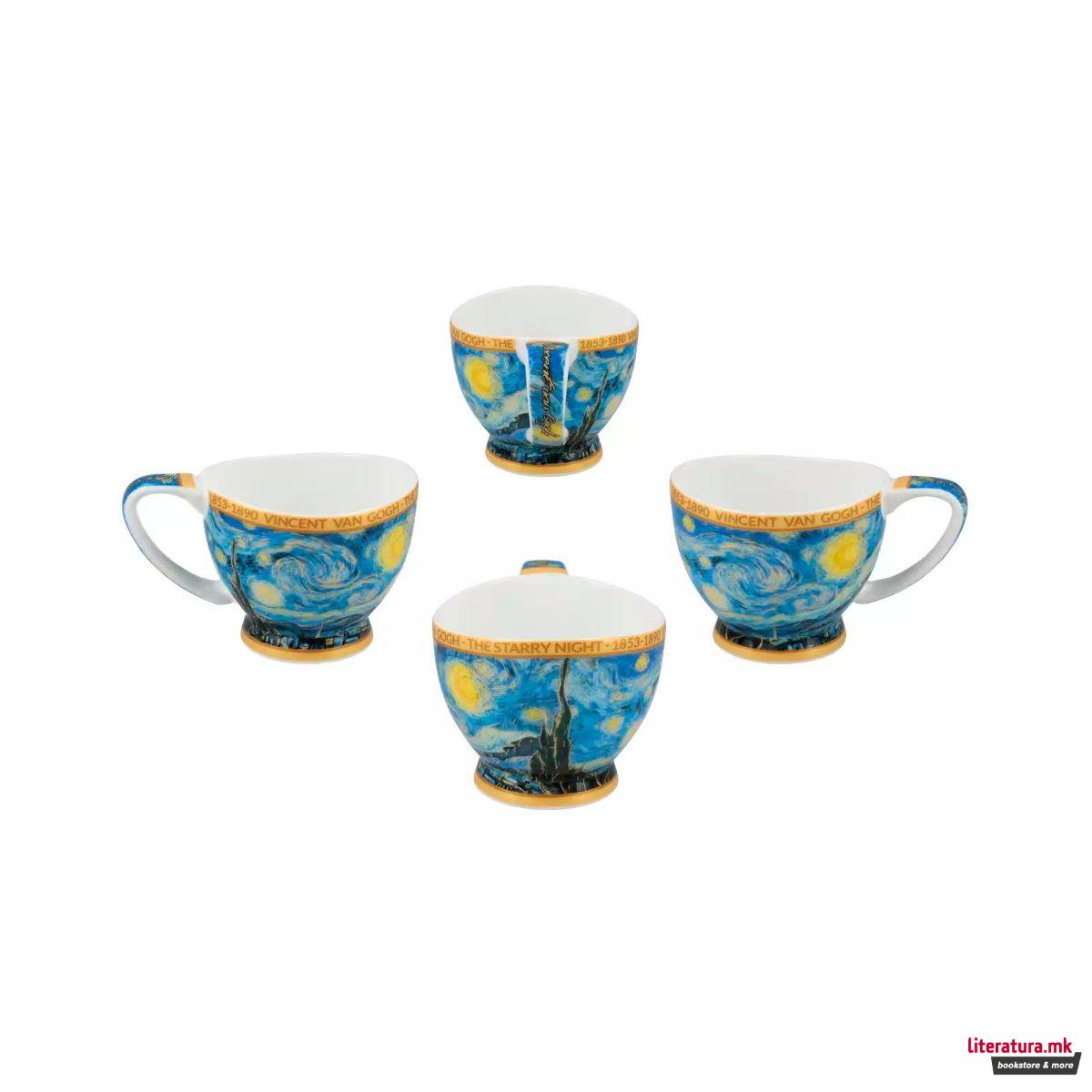 Шолја за еспресо Vanessa со тацна, Vincent Van Gogh - Starry Night 