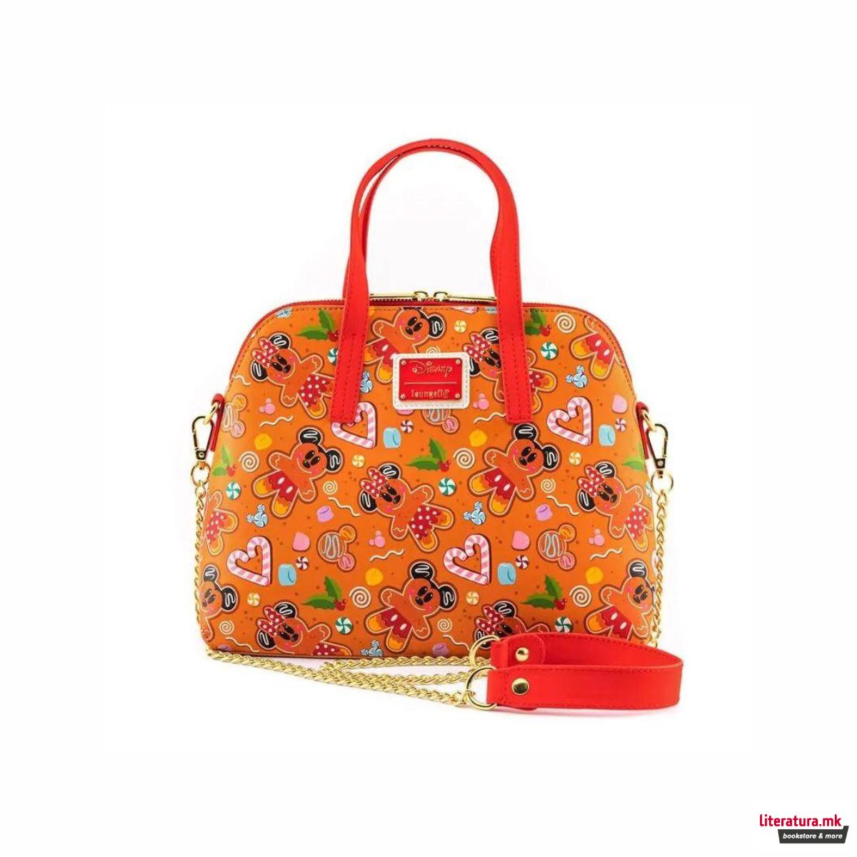 Чанта за на рамо, Loungefly, Disney - Gingerbread Mickey & Minnie 