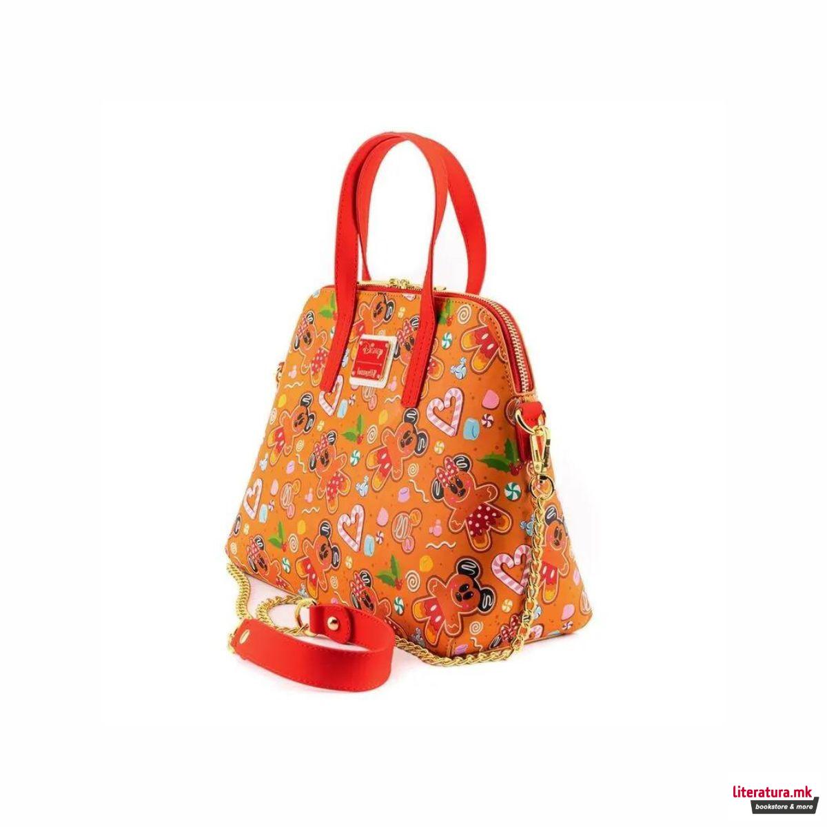 Чанта за на рамо, Loungefly, Disney - Gingerbread Mickey & Minnie 