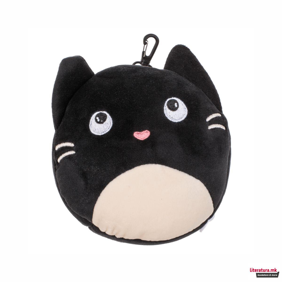 Детска плишана перница за патување со маска за очи - Маче 