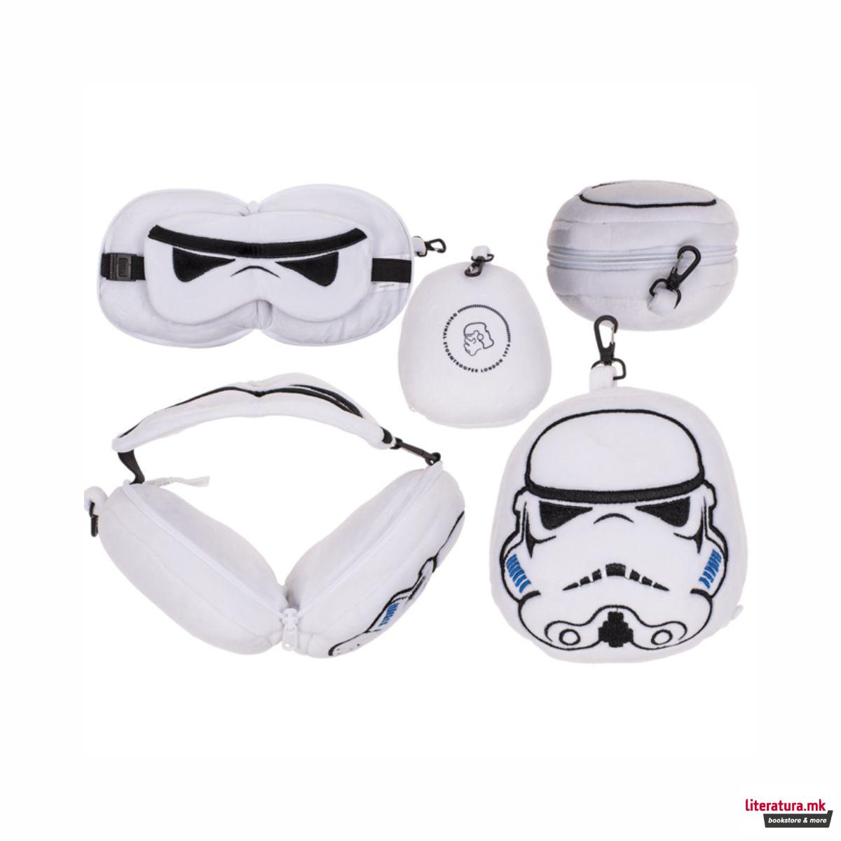 Детска плишана перница за патување со маска за очи - Stormtrooper 