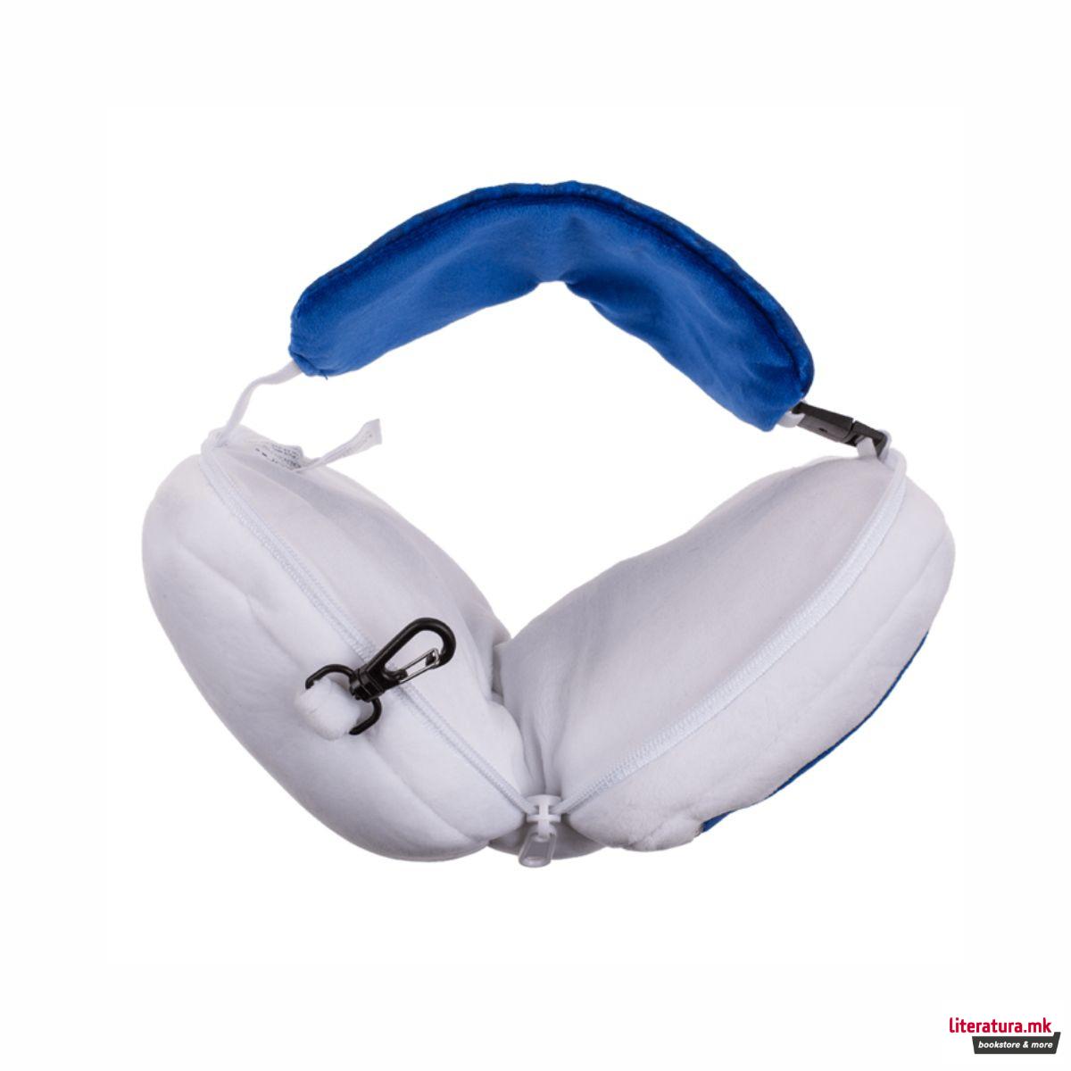 Детска плишана перница за патување со маска за очи - Game Over