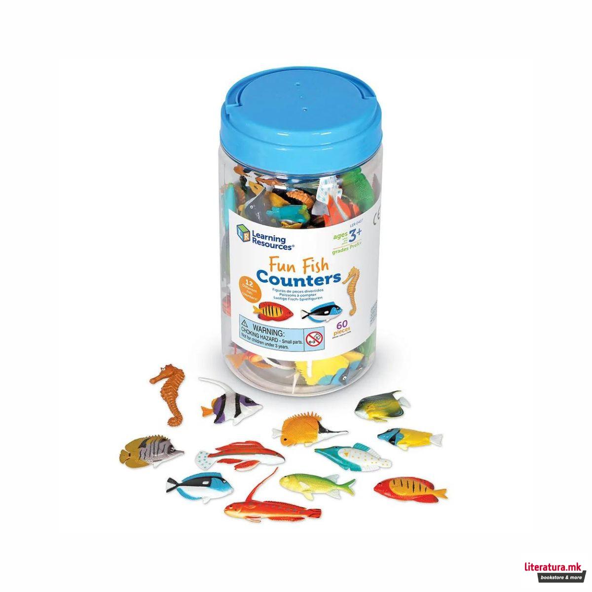 Сет фигури во тегличка - Риби, Fun Fish Counters, 1/60 