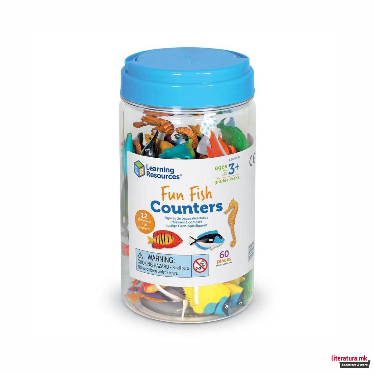 Сет фигури во тегличка - Риби, Fun Fish Counters, 1/60 