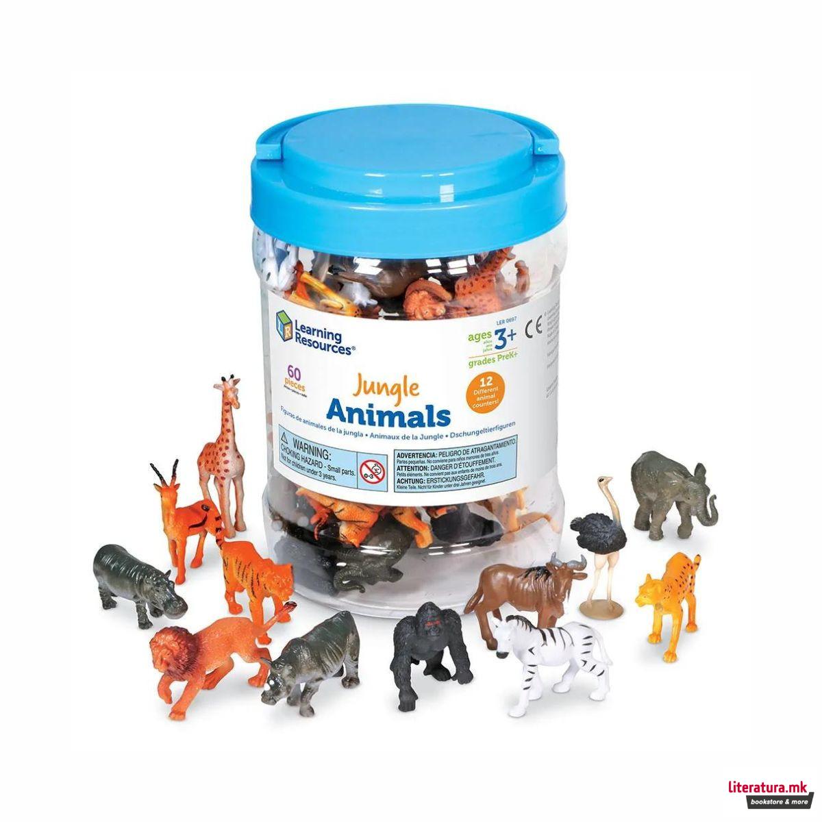 Сет фигури во тегличка - Животни од џунглата, Jungle Animal Counters, 1/60