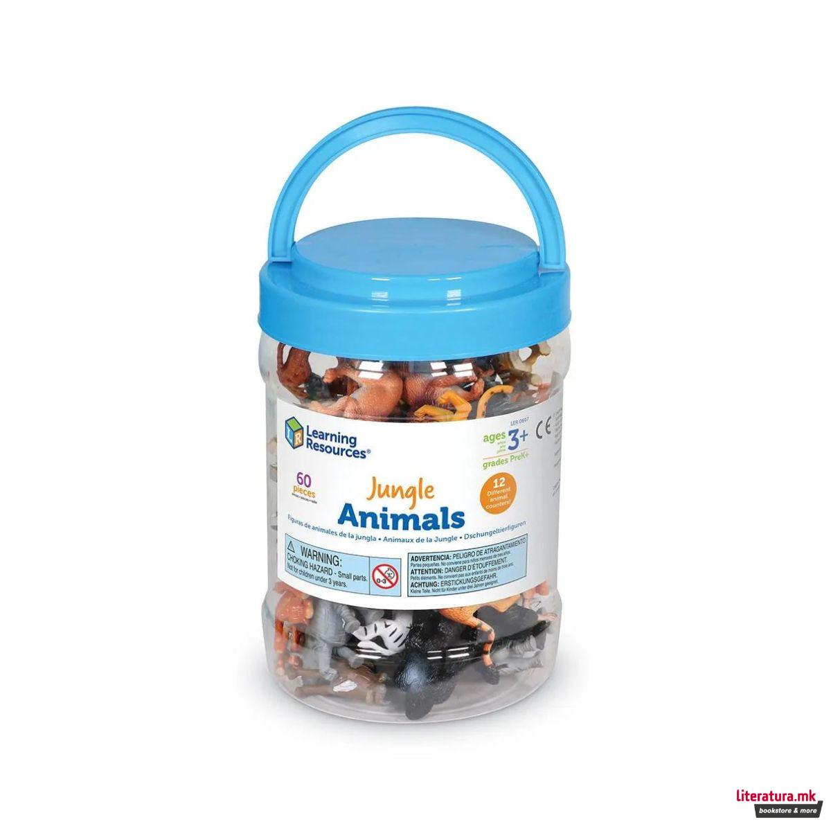 Сет фигури во тегличка - Животни од џунглата, Jungle Animal Counters, 1/60