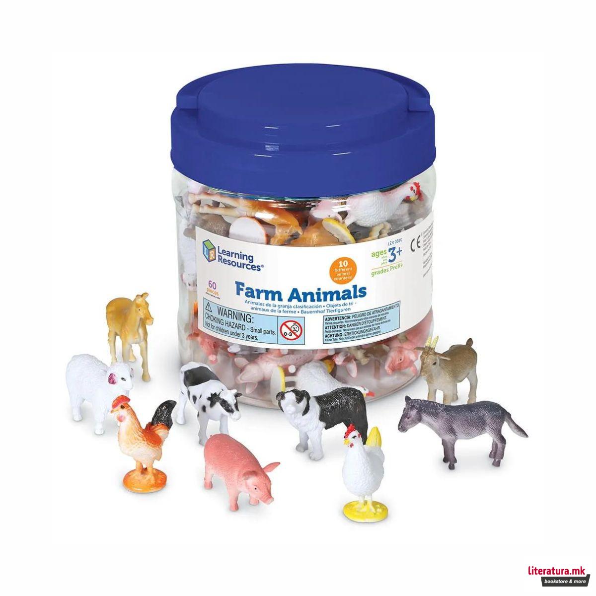 Сет фигури во тегличка - Животни од фармата, Farm Animal Counters, 1/60 