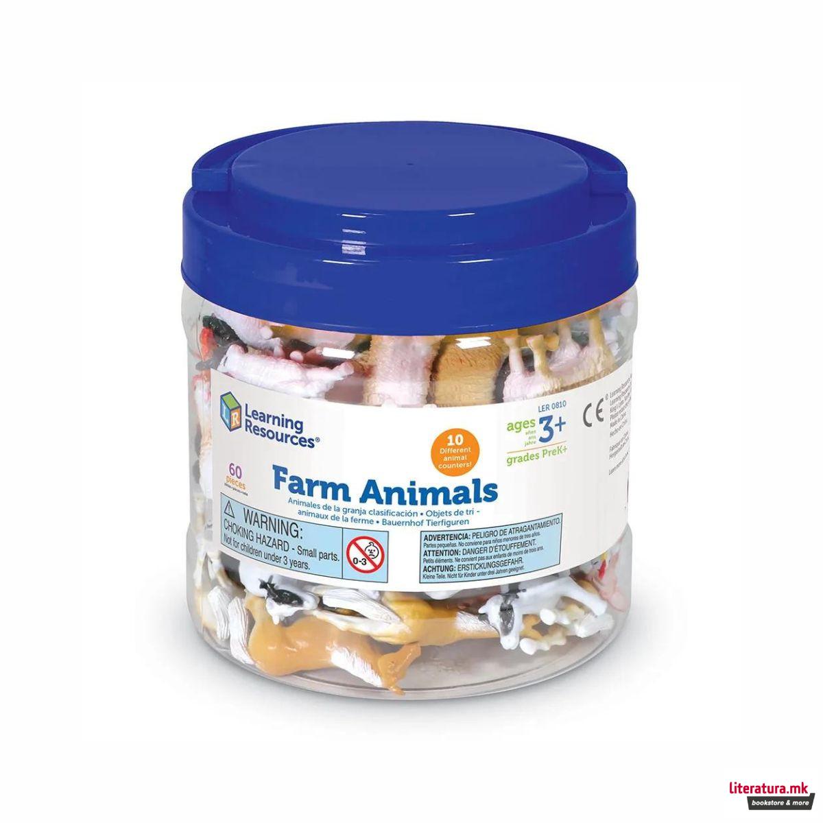 Сет фигури во тегличка - Животни од фармата, Farm Animal Counters, 1/60 