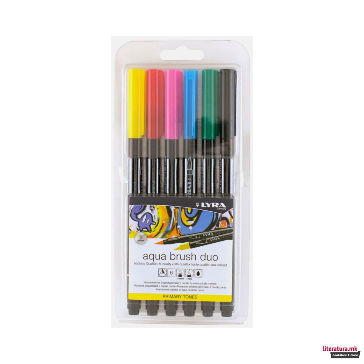 Сет браш-пенкала, Lyra Aqua Brush Duo Primary Set, 1/6 