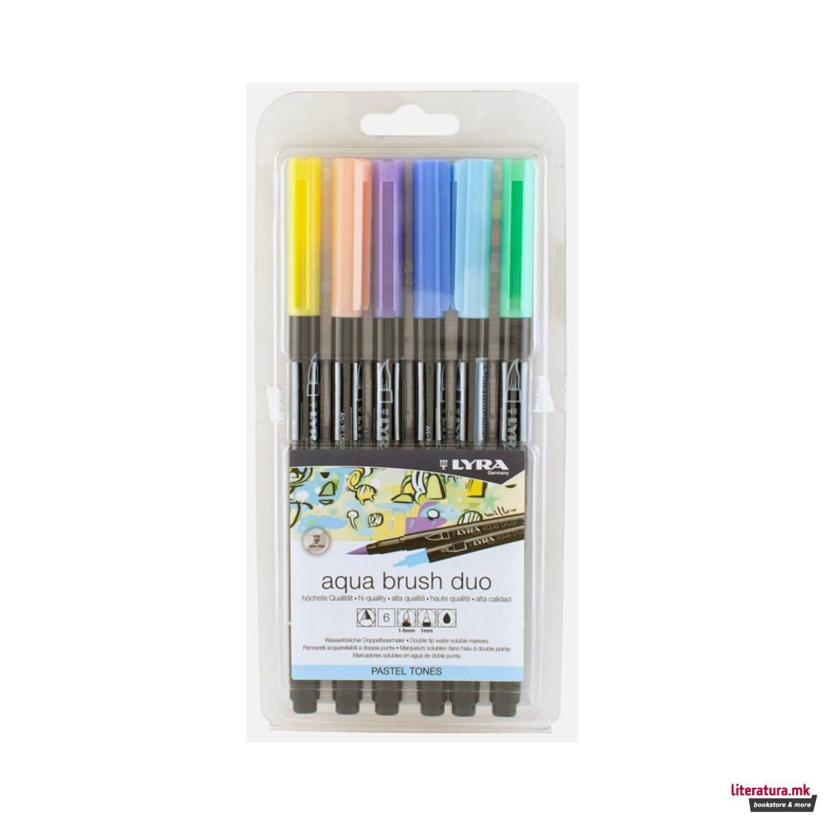 Сет браш-пенкала, Lyra Aqua Brush Duo Pastel Set, 1/6 