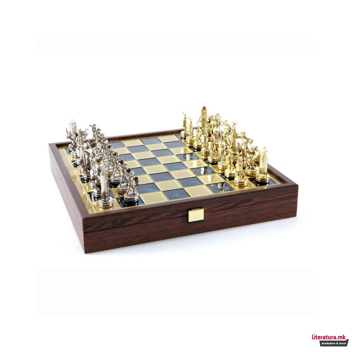 Сет за шах, Greek Mythology, син со златни/сребрени фигури, среден