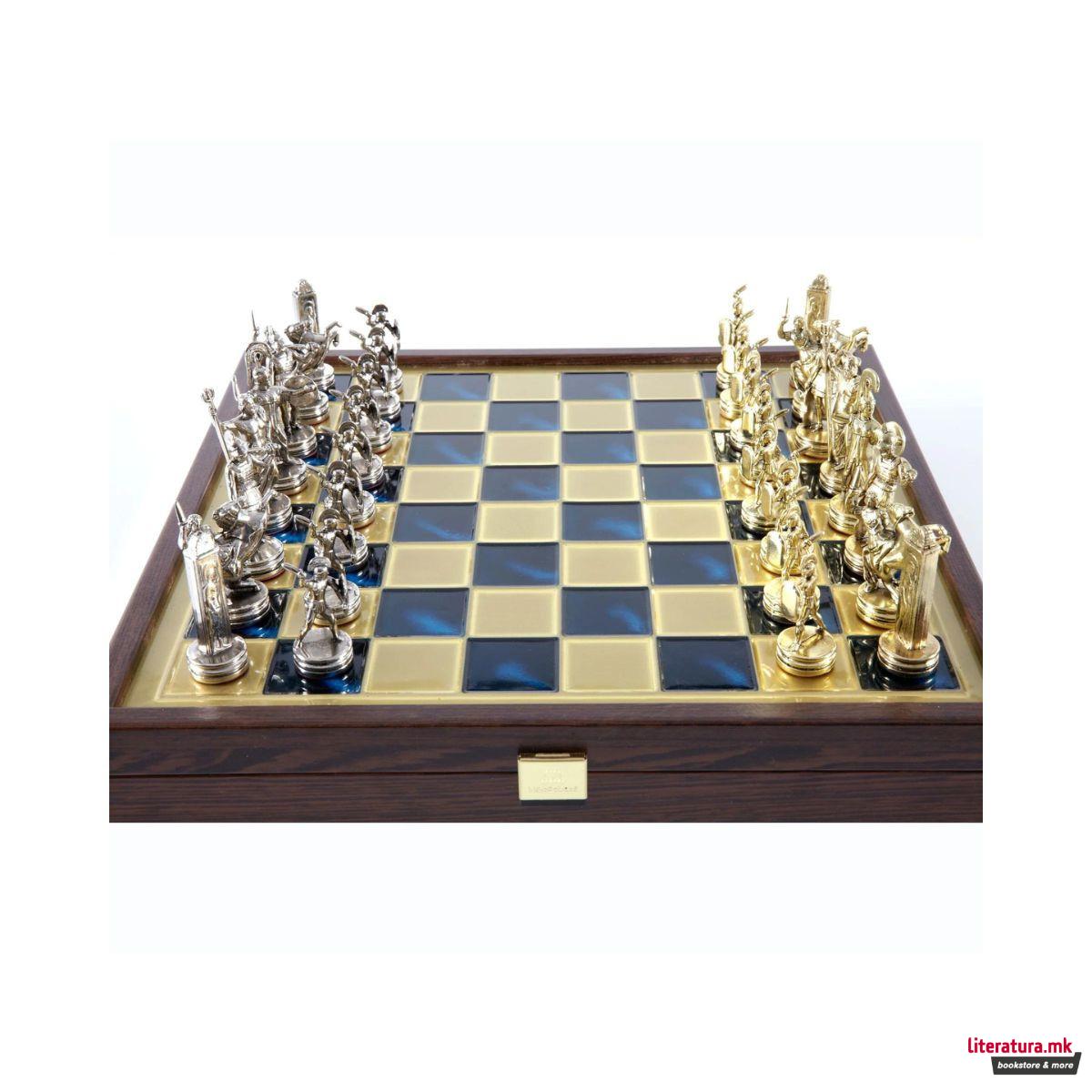 Сет за шах, Greek Mythology, син со златни/сребрени фигури, среден