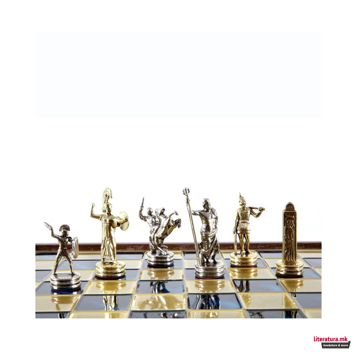 Сет за шах, Greek Mythology, син со златни/сребрени фигури, среден