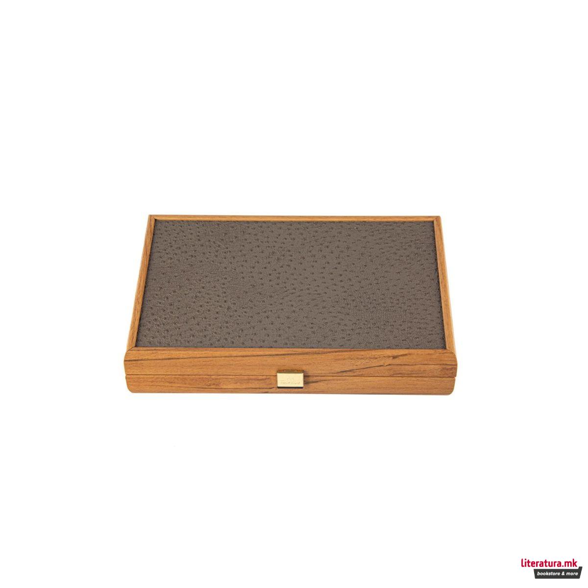 Сет за табла-рачна изработка, Premium Leatherette Grey Beige Ostrich Tote 