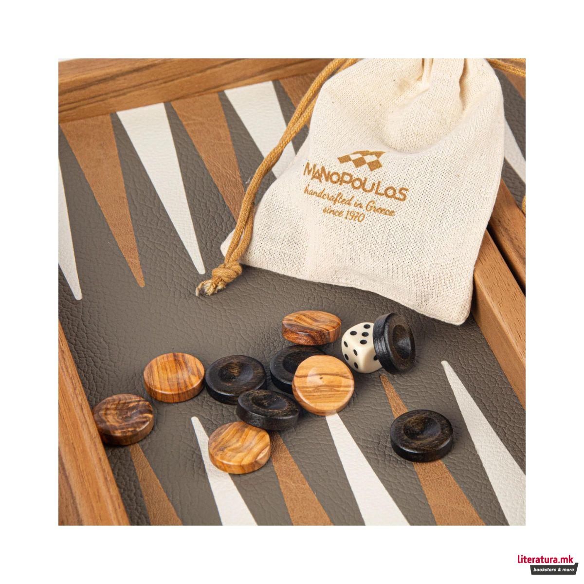 Сет за табла-рачна изработка, Premium Leatherette Grey Beige Ostrich Tote 