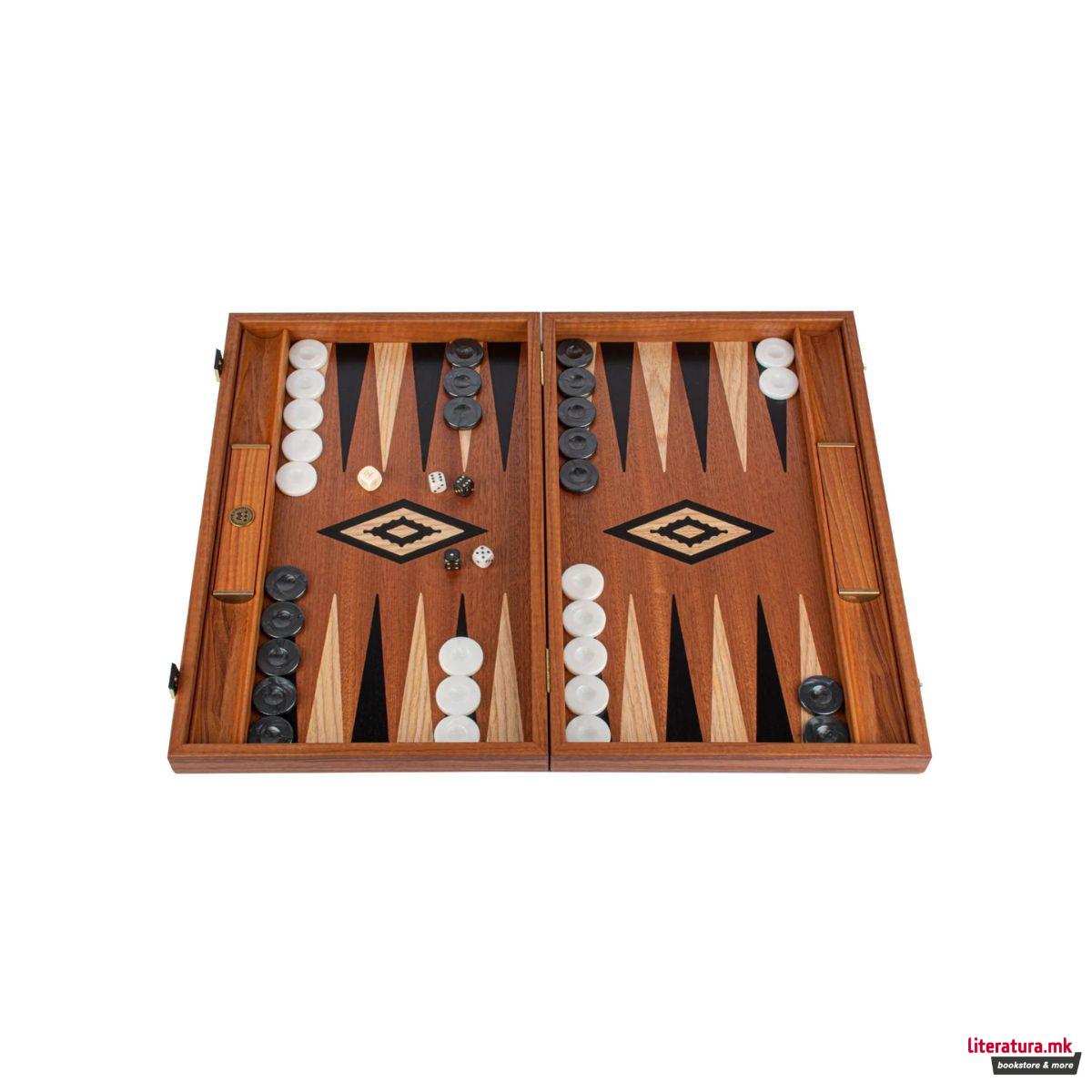Сет за табла, Handmade Mahogany Inlaid Backgammon with Black & Oak Points