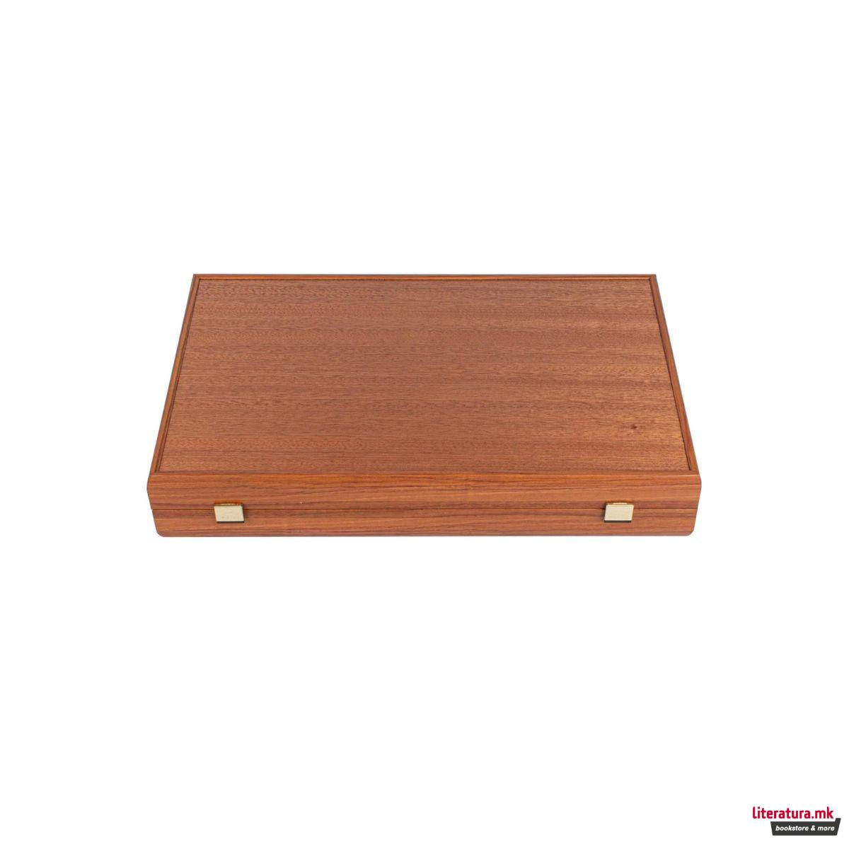 Сет за табла, Handmade Mahogany Inlaid Backgammon with Black & Oak Points