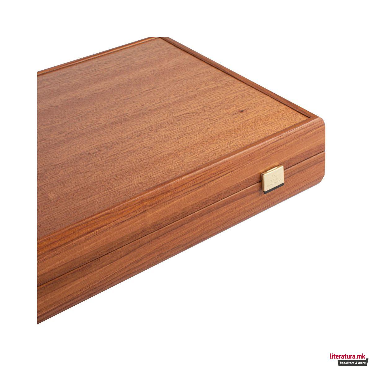 Сет за табла, Handmade Mahogany Inlaid Backgammon with Black & Oak Points