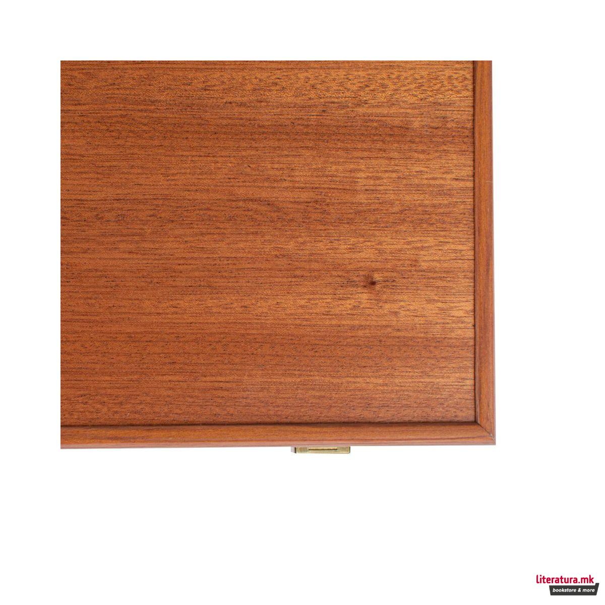 Сет за табла, Handmade Mahogany Inlaid Backgammon with Black & Oak Points