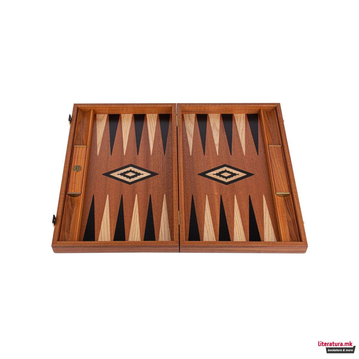 Сет за табла, Handmade Mahogany Inlaid Backgammon with Black & Oak Points