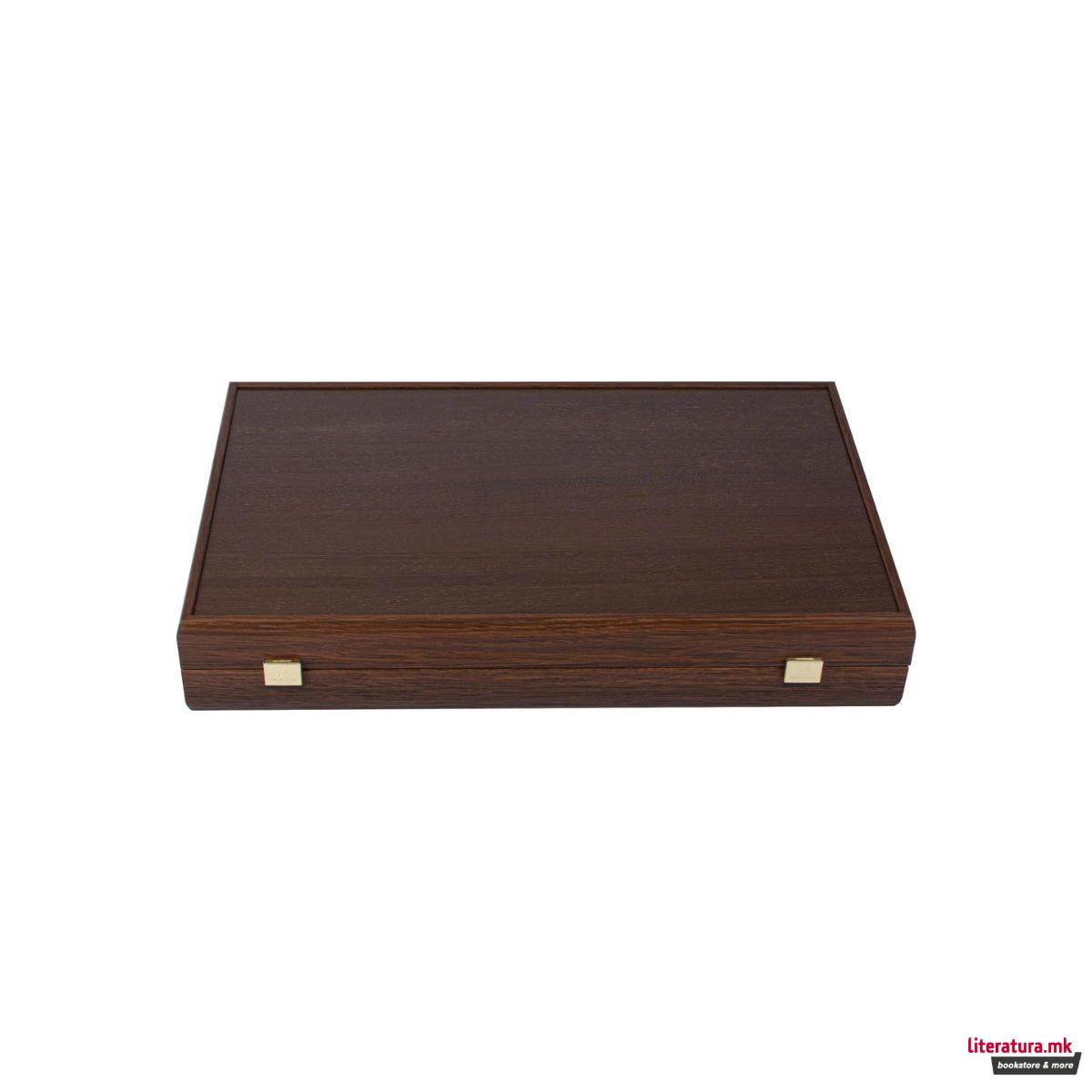 Сет за табла-рачна изработка, Wenge Inlaid Backgammon w/ Walnut Burl and Oak 