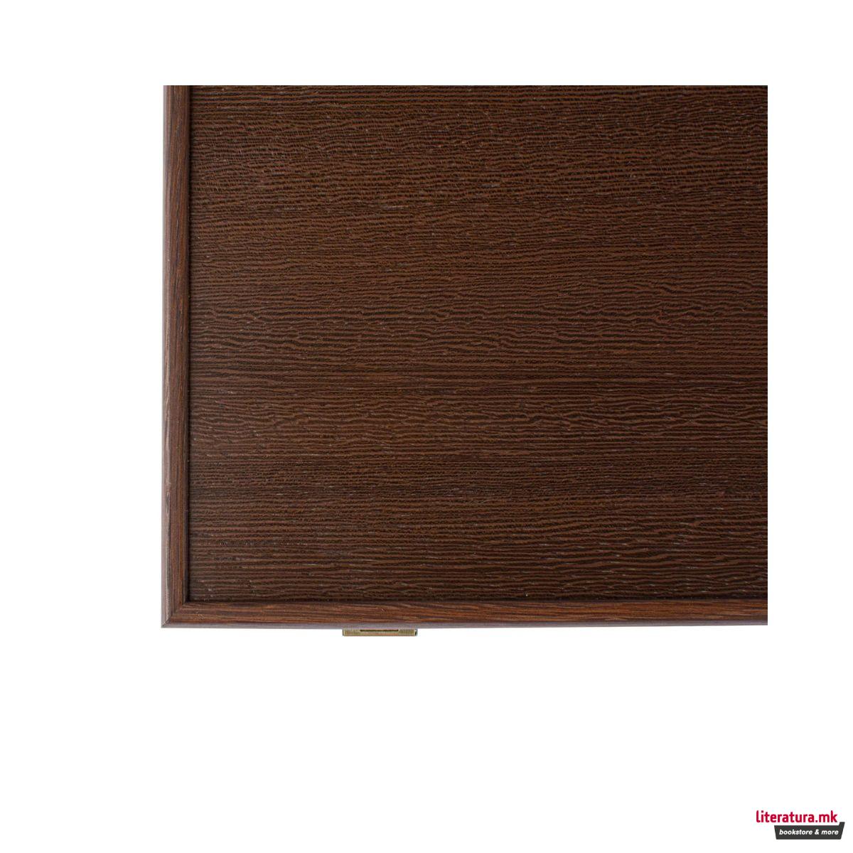 Сет за табла-рачна изработка, Wenge Inlaid Backgammon w/ Walnut Burl and Oak 