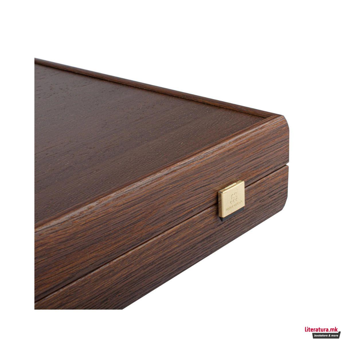 Сет за табла-рачна изработка, Wenge Inlaid Backgammon w/ Walnut Burl and Oak 