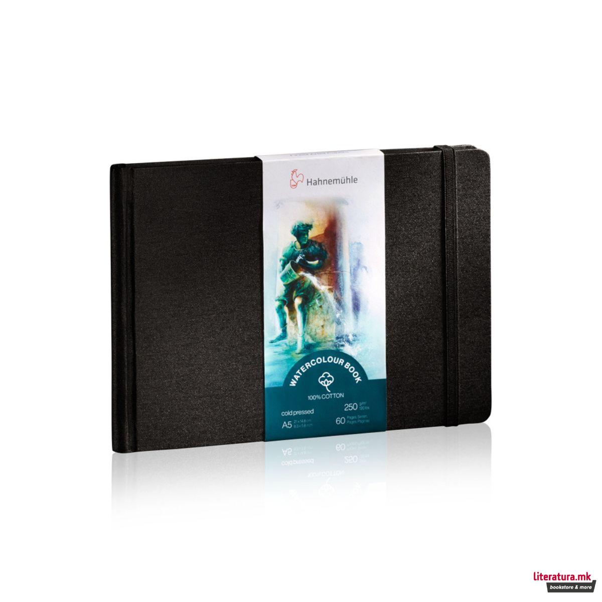 Скицник, Watercolour, 250 g/cm², А5 хоризонтален, ладно пресуван, 100% памук 