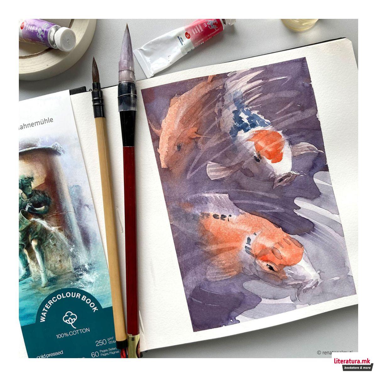 Скицник, Watercolour, 250 g/cm², А5 хоризонтален, ладно пресуван, 100% памук 