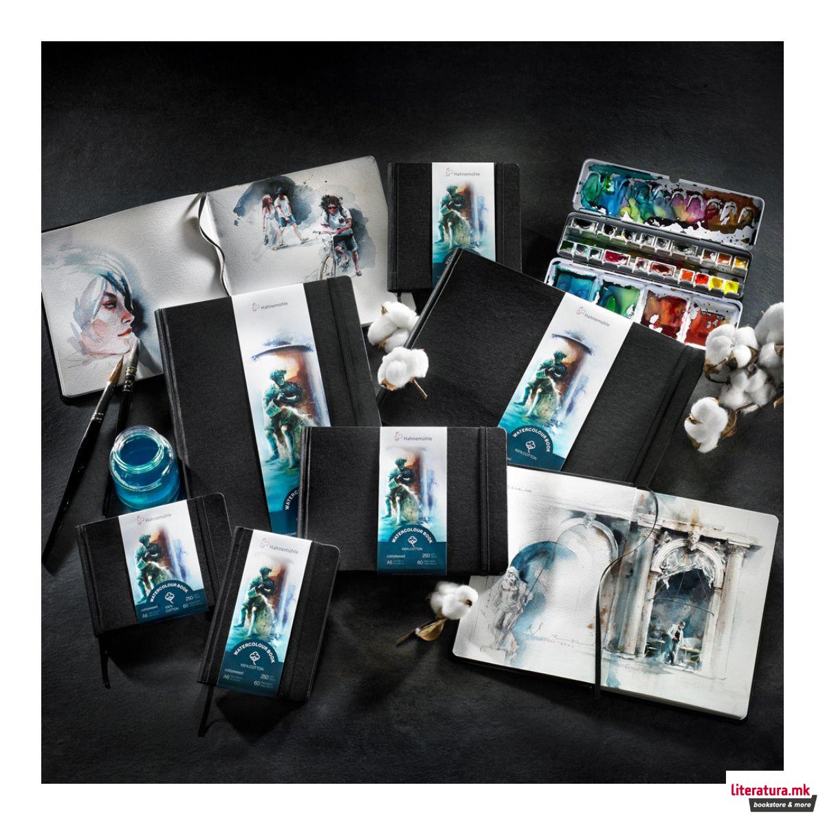 Скицник, Watercolour, 250 g/cm², А4 хоризонтален, ладно пресуван, 100% памук 