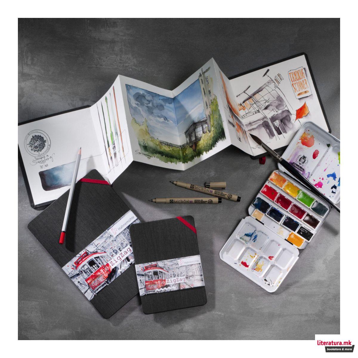 Скицник за акварел, The Zig Zag Book, 300 g/cm², А6 вертикален, ситно зрнест 