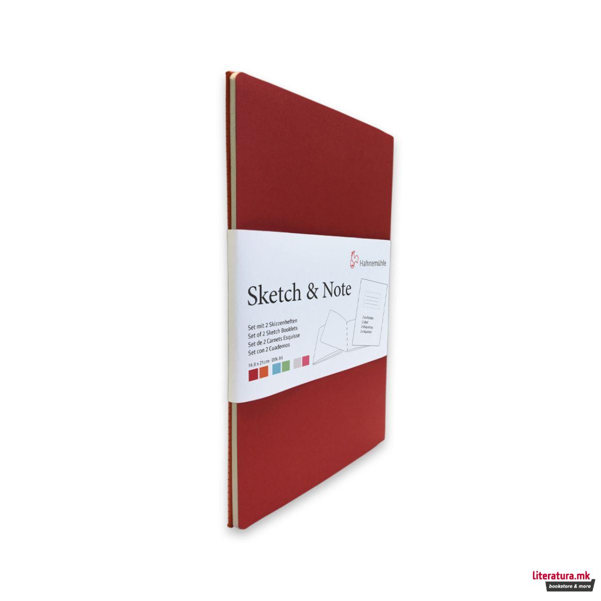 Сет од 2 буклета, Sketch & Note, 125 g/cm², A5, црвен/портокалов 