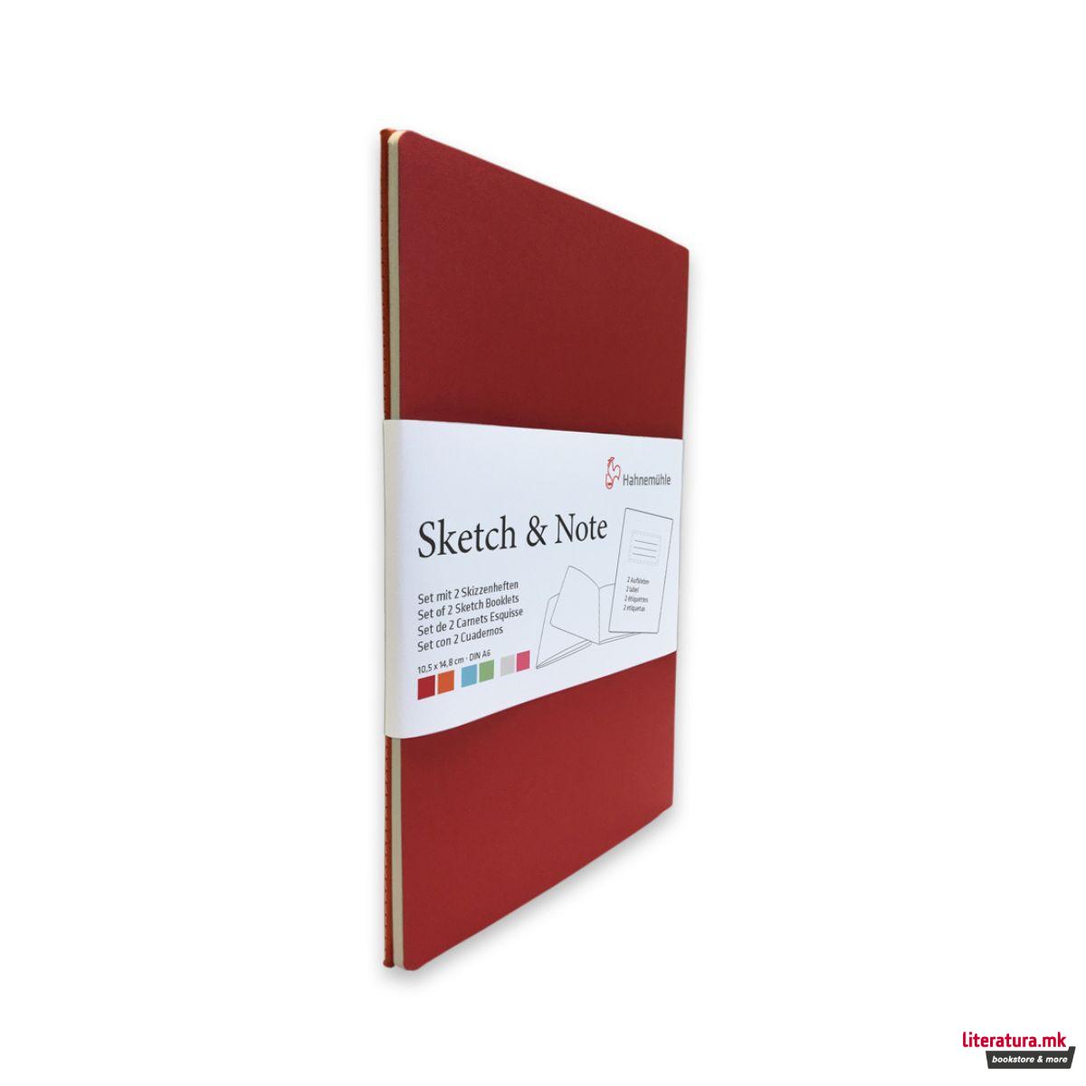 Сет од 2 буклета, Sketch & Note, 125 g/cm², A6, црвен/портокалов 