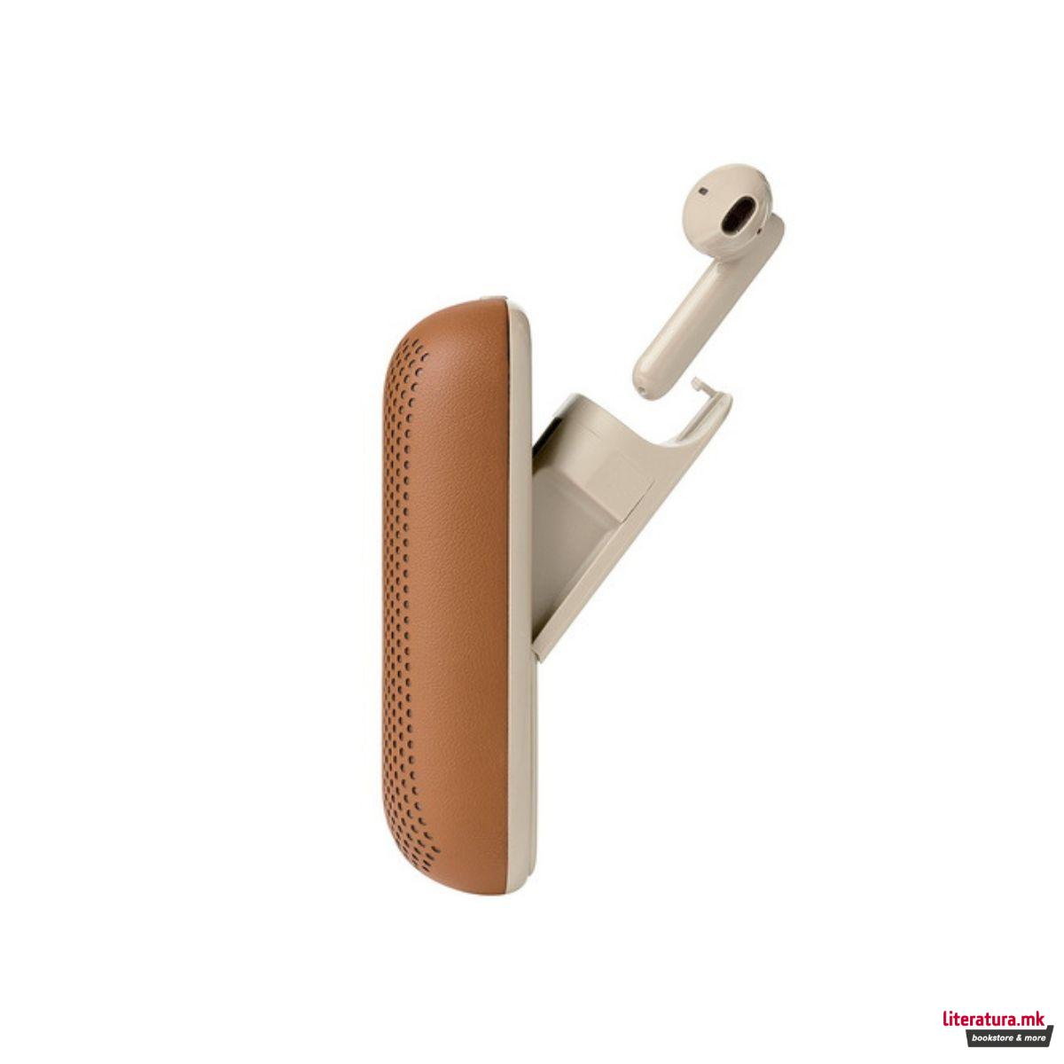 2 во 1 безжичен звучник + слушалки, SOFTPOWER, кафеави 