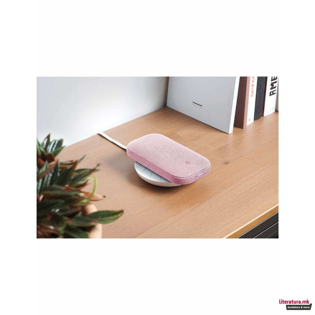 2 во 1 безжичен полнач и звучник, POWERSOUND, розев 