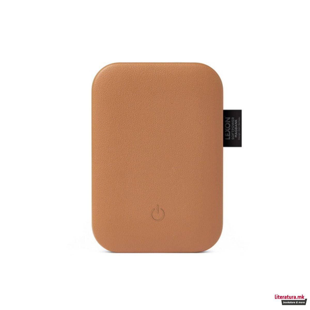 Магнетен преносен полнач, SOFTPOWER MAGBANK, кафеав 