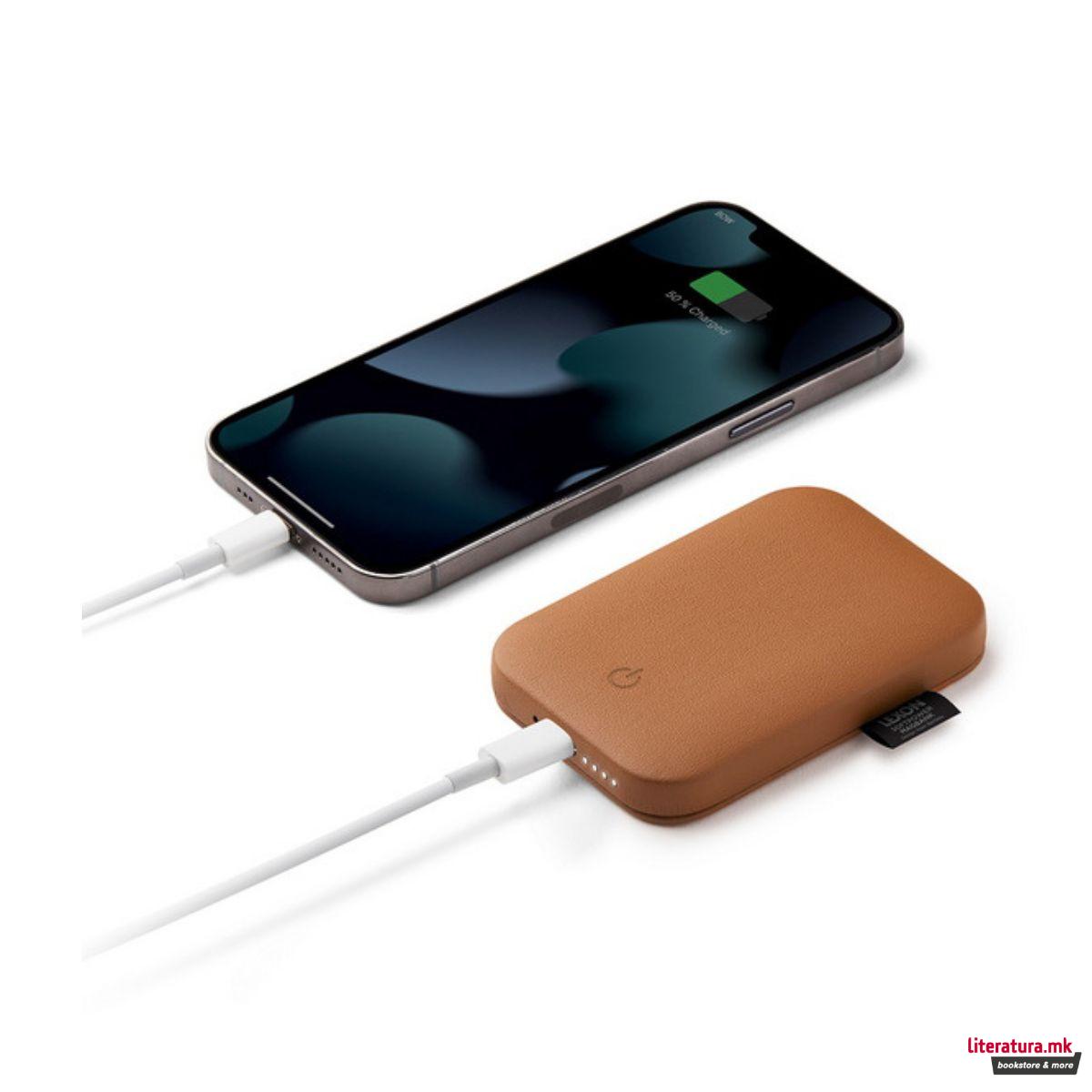 Магнетен преносен полнач, SOFTPOWER MAGBANK, кафеав 