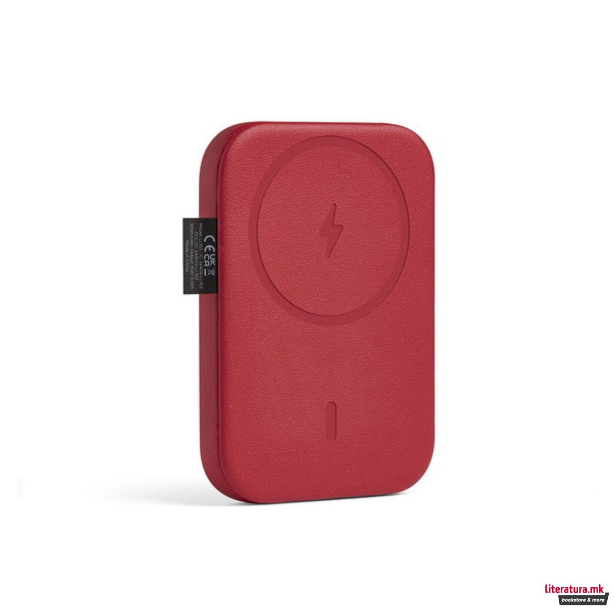 Магнетен преносен полнач, SOFTPOWER MAGBANK, црвен 