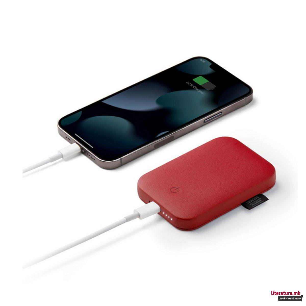 Магнетен преносен полнач, SOFTPOWER MAGBANK, црвен 