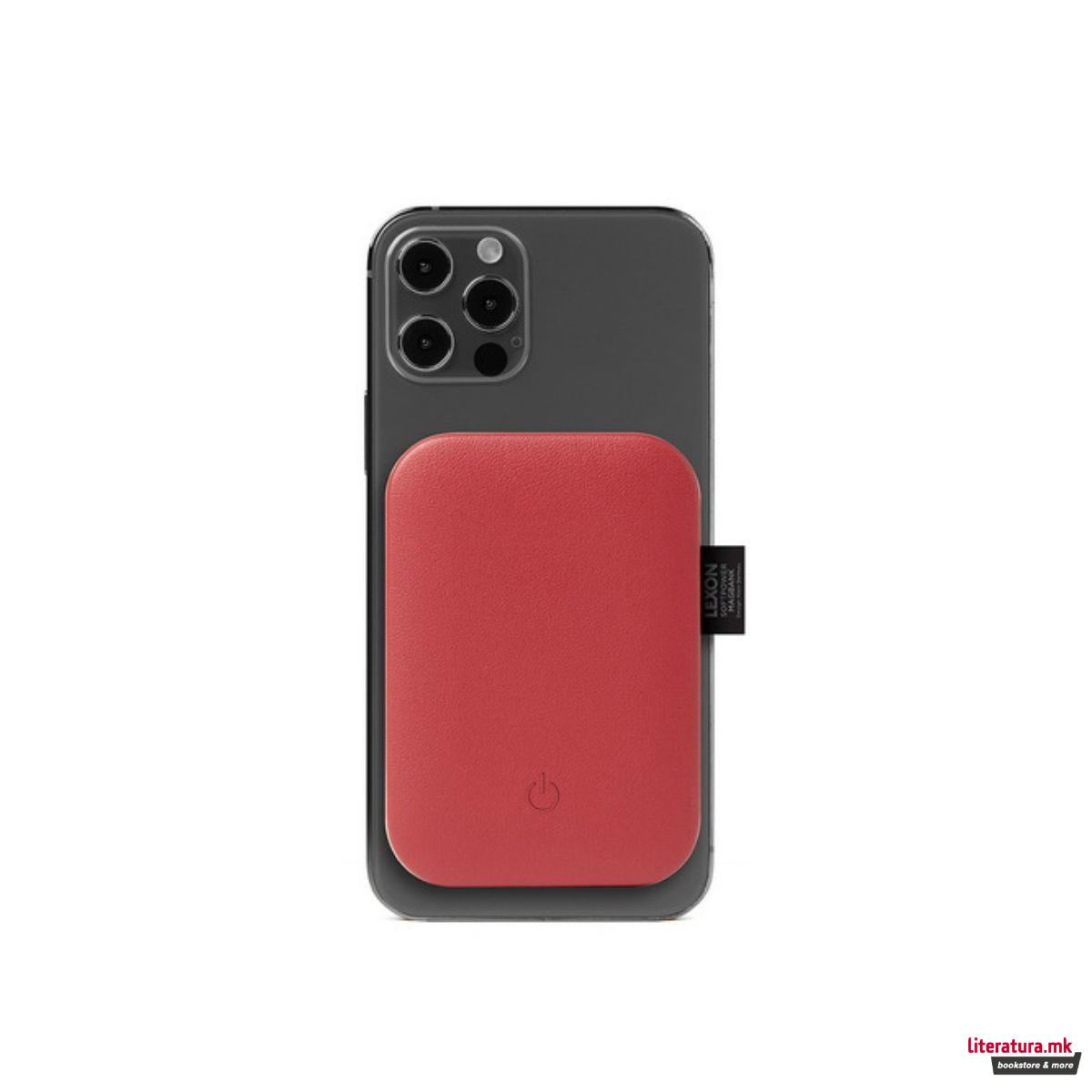 Магнетен преносен полнач, SOFTPOWER MAGBANK, црвен 