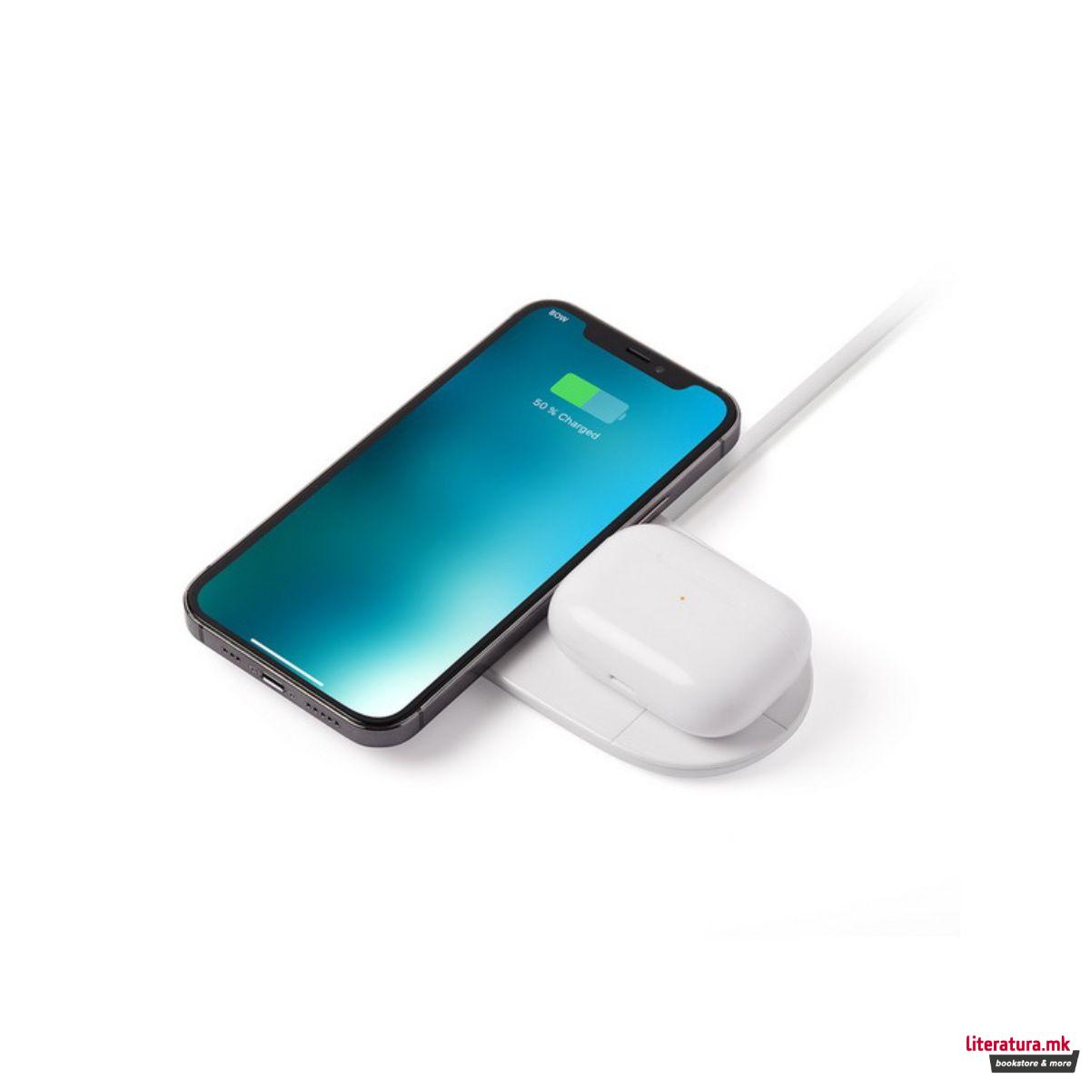 Мини преносен полнач, DUO, бел 
