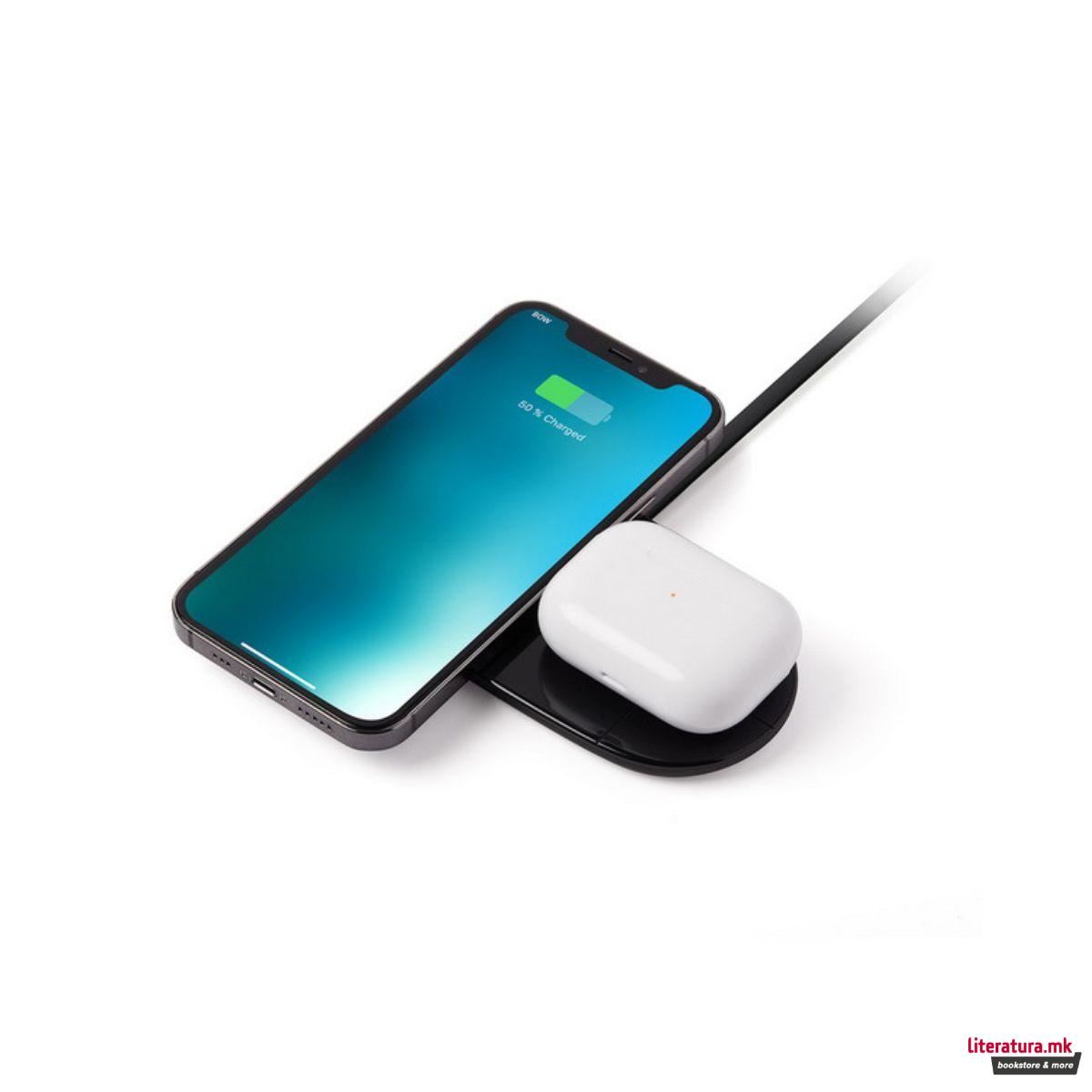 Мини преносен полнач, DUO, црн 