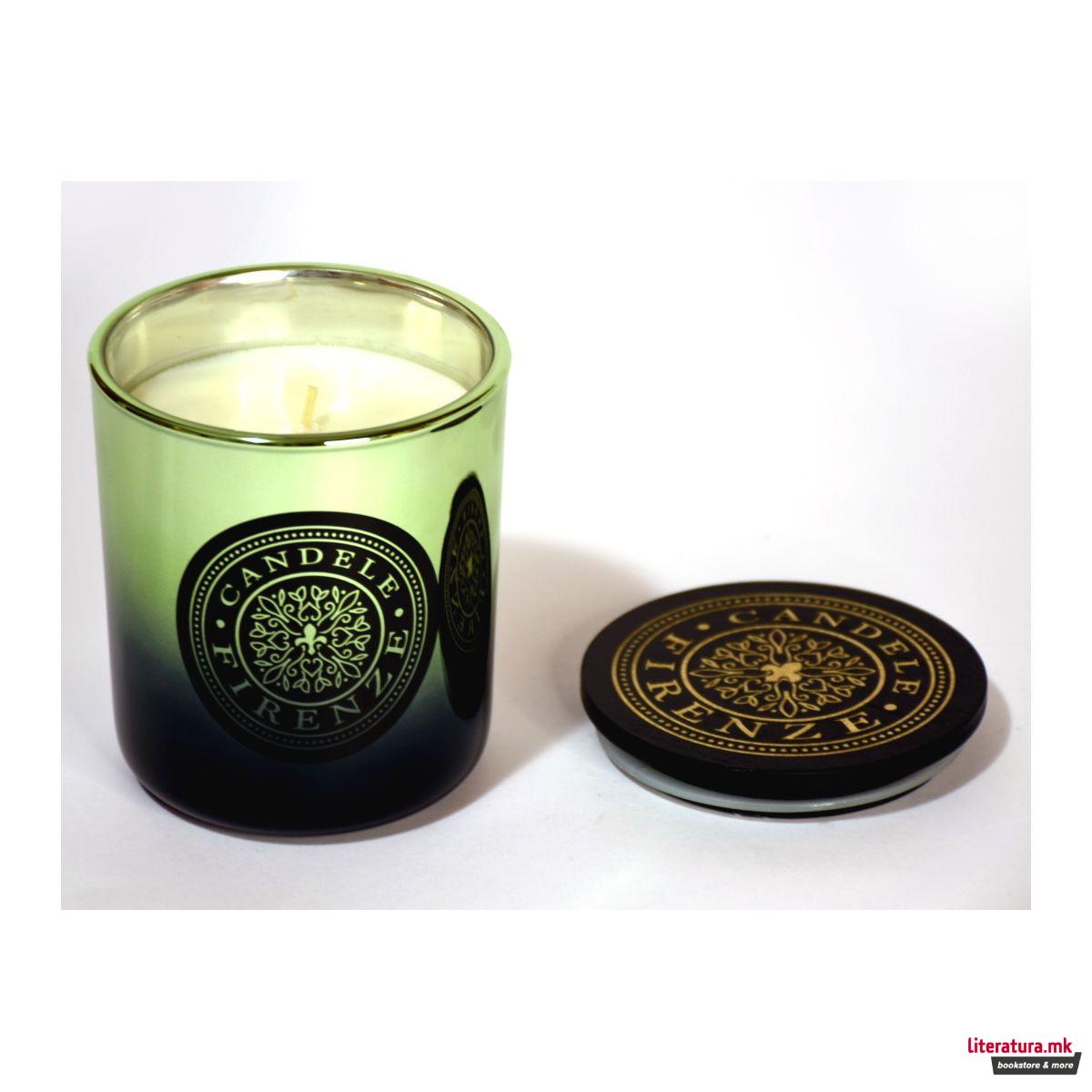 Свеќа, Candele Firenze Glass, металик зелена градиент