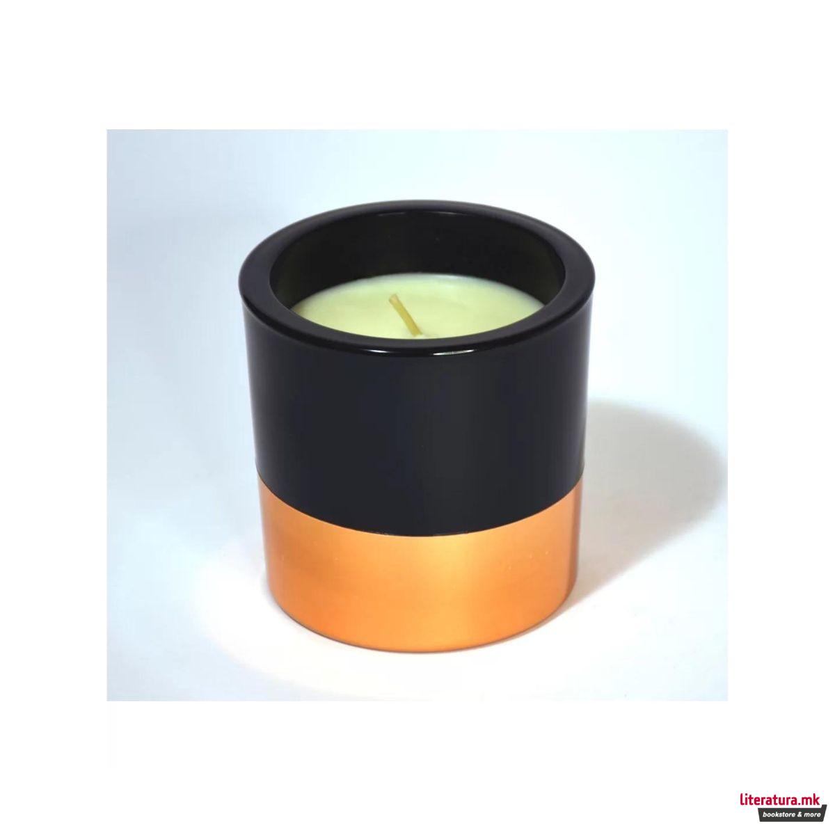 Свеќа, Candele Firenze VIP Glass, кадифена црна/металик бакарна 