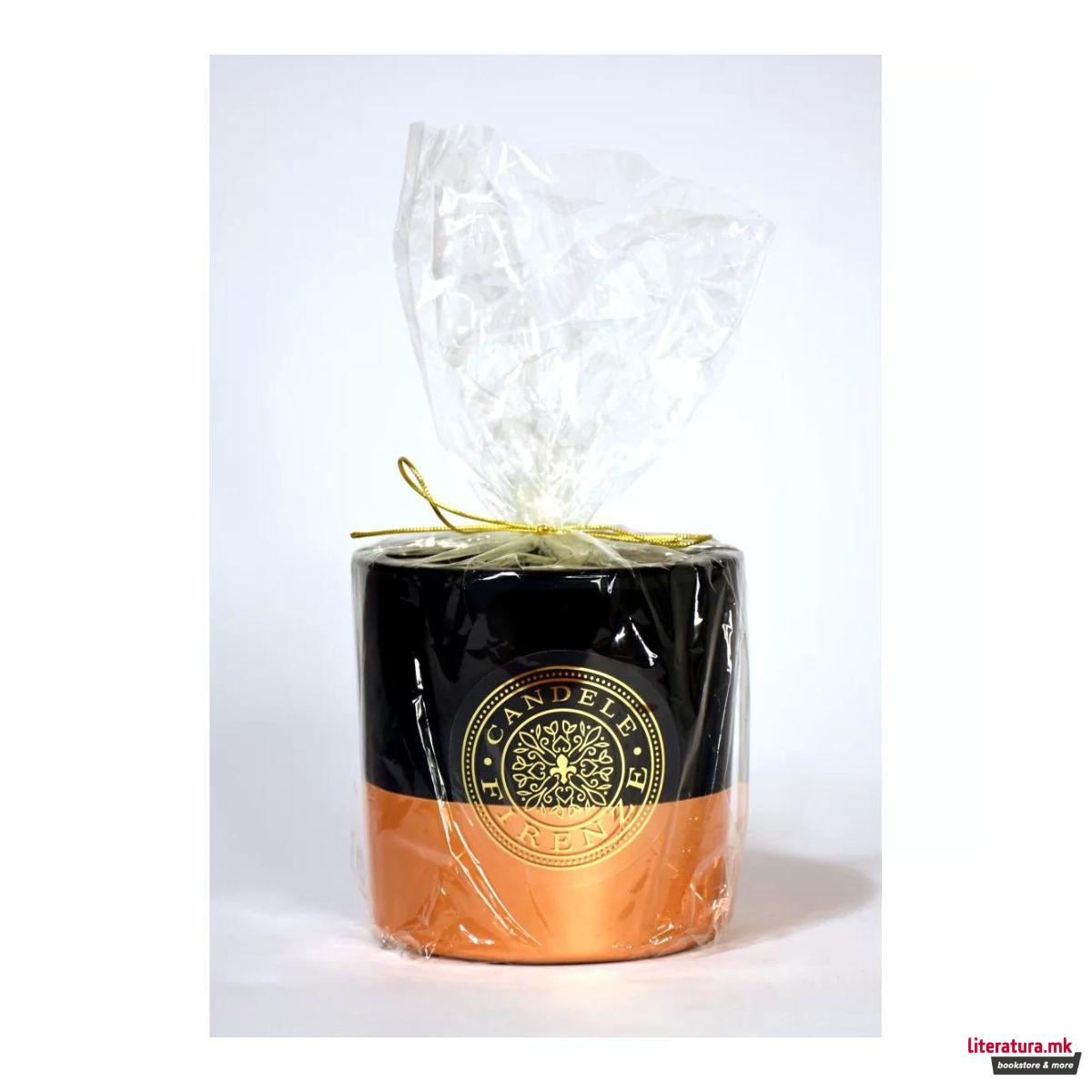 Свеќа, Candele Firenze VIP Glass, кадифена црна/металик бакарна 