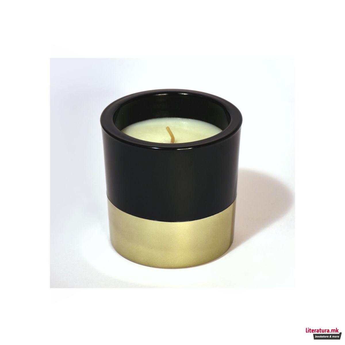 Свеќа, Candele Firenze VIP Glass, кадифена црна/металик сива 