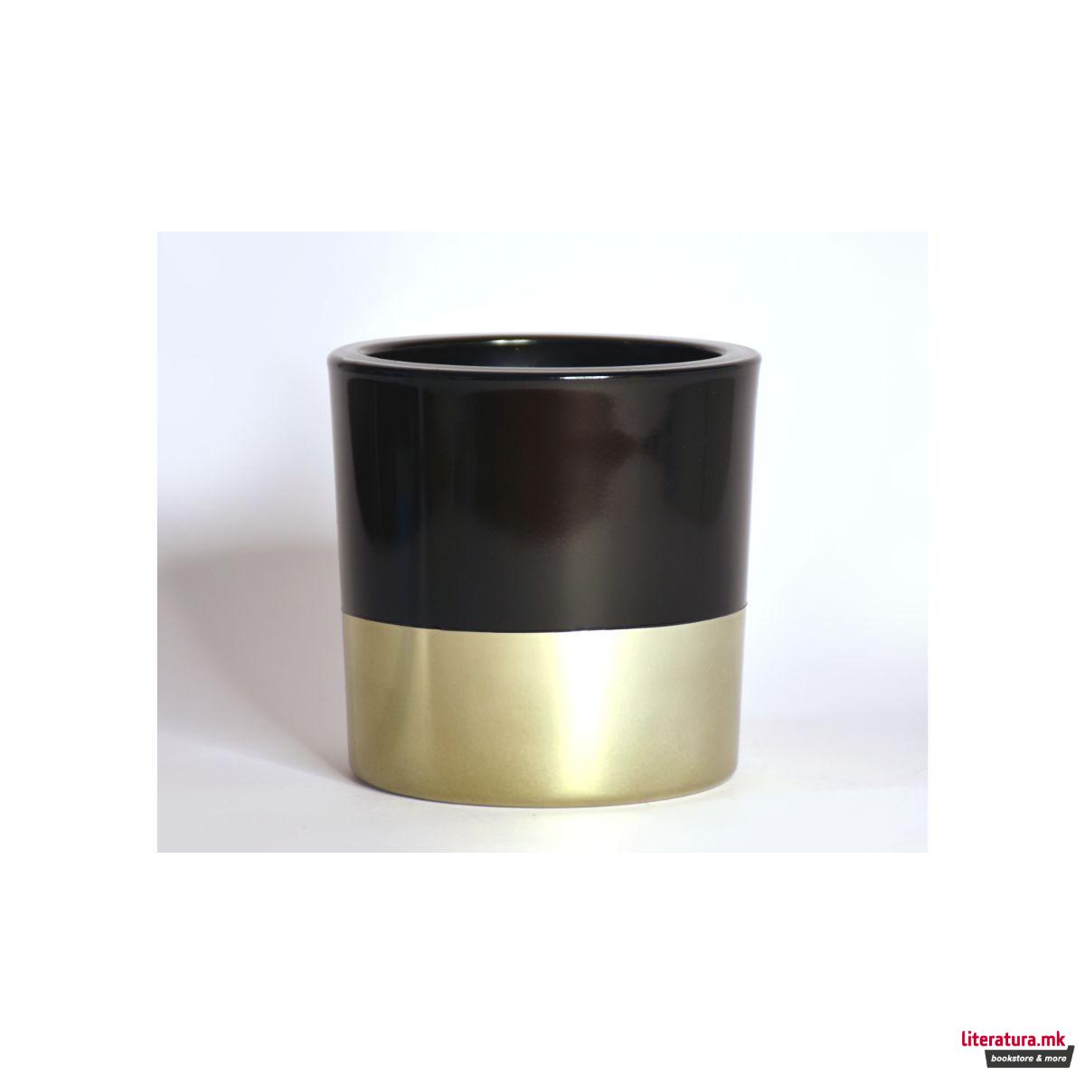 Свеќа, Candele Firenze VIP Glass, кадифена црна/металик сива 