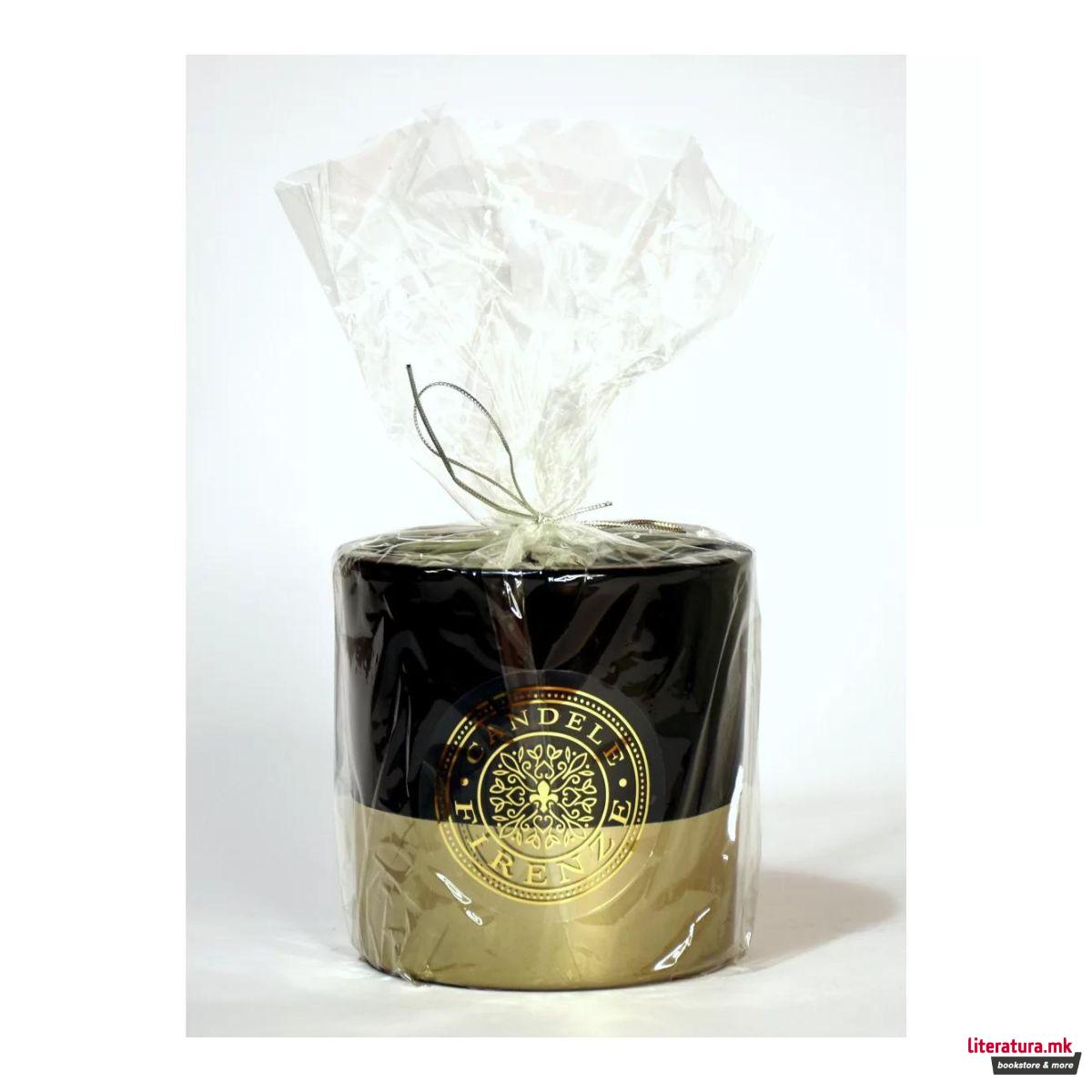 Свеќа, Candele Firenze VIP Glass, кадифена црна/металик сива 