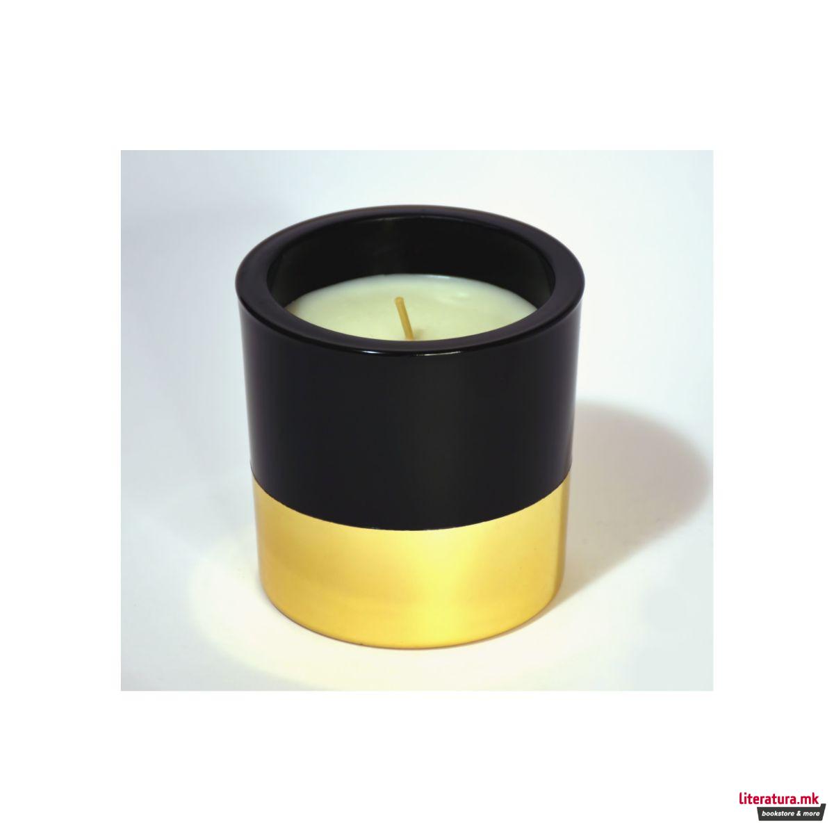 Свеќа, Candele Firenze VIP Glass, кадифена црна/металик златна